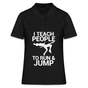 Lustiger Stabhochsprung Stabhochsprung - Frauen Polo Shirt - Schwarz - Vorne - Ailine (174cm)
