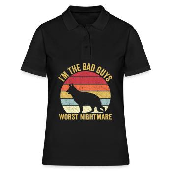 Policier Chien Police Vintage - Polo Femme - noir - Devant - Ailine (174cm)