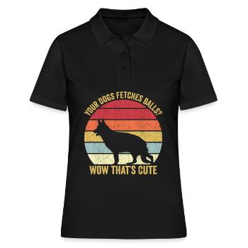 Policier Chien Police Vintage - Polo Femme - noir - Devant - Ailine (174cm)