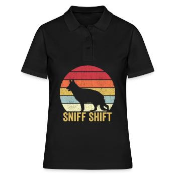 Policier Chien Police Vintage - Polo Femme - noir - Devant - Ailine (174cm)
