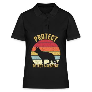 Policier Chien Police Vintage - Polo Femme - noir - Devant - Ailine (174cm)