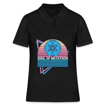 Sceau de Métatron Archange Sceau Rétro - Polo Femme - noir - Devant - Ailine (174cm)