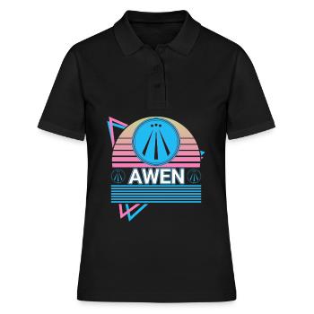 Awen Druide Heidentum Keltisch Wiccan Retro - Frauen Polo Shirt - Schwarz - Vorne - Ailine (174cm)