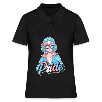 Transgender Pride Japonais Cool Anime Girl Tra - Polo Femme - noir - Devant - Ailine (174cm)