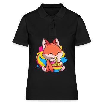 Pansexual Pride Kawaii Fox Ramen Noodles Panse - Polo Femme - noir - Devant - Ailine (174cm)