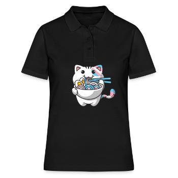Transgender Pride Kawaii Cat Ramen Noodles Trans - Polo Femme - noir - Devant - Ailine (174cm)
