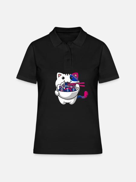 Bisexual Pride Bi Kawaii Cat Ramen Noodles Bisex - Polo Femme - noir