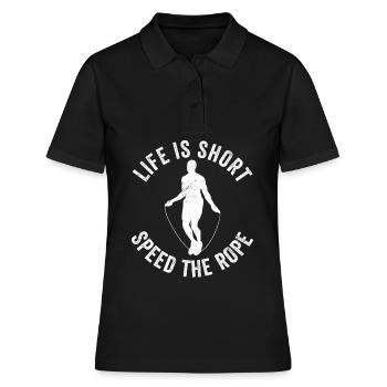 Lustiges Springseil Springseil - Frauen Polo Shirt - Schwarz - Vorne - Ailine (174cm)