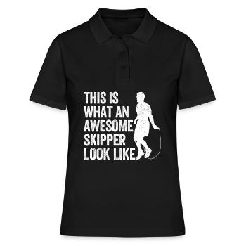 Lustiges Springseil Springseil - Frauen Polo Shirt - Schwarz - Vorne - Ailine (174cm)