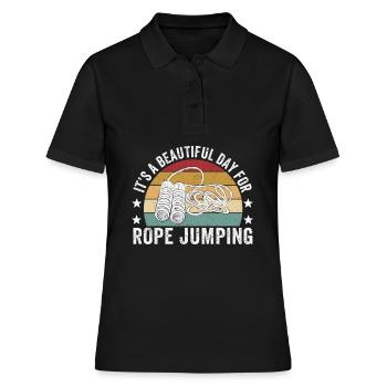 Lustiges Springseil Springseil springen Springseil - Frauen Polo Shirt - Schwarz - Vorne - Ailine (174cm)