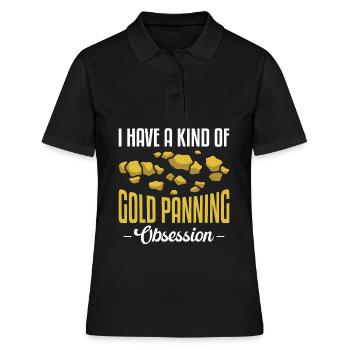 Lustige Goldwäscher Goldsucher Goldgräber Bagger - Frauen Polo Shirt - Schwarz - Vorne - Ailine (174cm)