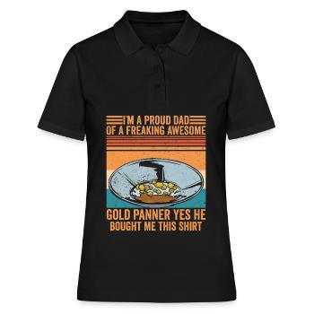 Lustige Goldwäscher Goldsucher Goldgräber Bagger - Frauen Polo Shirt - Schwarz - Vorne - Ailine (174cm)