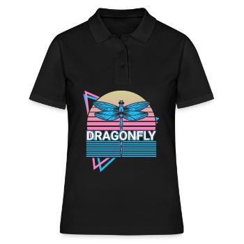 Libelle Libellen Retro - Frauen Polo Shirt - Schwarz - Vorne - Ailine (174cm)