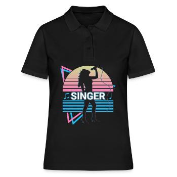 Chanteur Chant Rétro - Polo Femme - noir - Devant - Ailine (174cm)