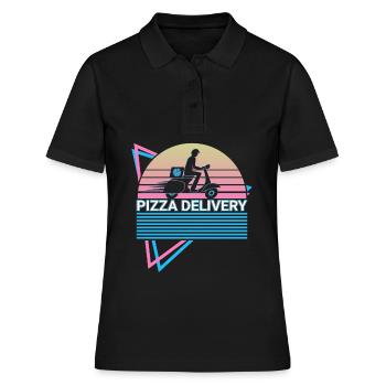 Livraison de pizza rétro - Polo Femme - noir - Devant - Ailine (174cm)