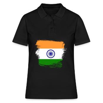 Indische Flagge Indien - Frauen Polo Shirt - Schwarz - Vorne - Ailine (174cm)
