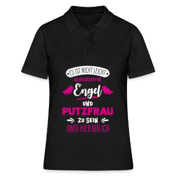 Putzfrau lustig - Frauen Polo Shirt - Schwarz - Vorne - Ailine (174cm)