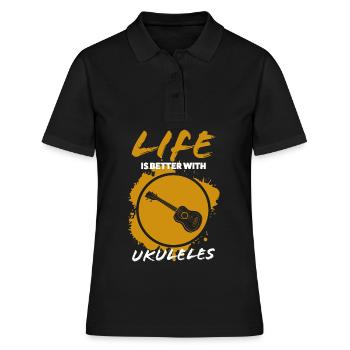 Ukulele - Frauen Polo Shirt - Schwarz - Vorne - Ailine (174cm)