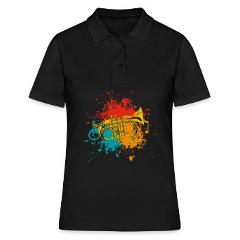 Trompete - Frauen Polo Shirt - Schwarz - Vorne - Ailine (174cm)