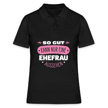 Ehefrau - Frauen Polo Shirt - Schwarz - Vorne - Ailine (174cm)