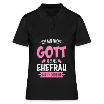 Ehefrau - Frauen Polo Shirt - Schwarz - Vorne - Ailine (174cm)
