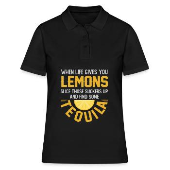 Tequila Trinkspruch - Frauen Polo Shirt - Schwarz - Vorne - Ailine (174cm)