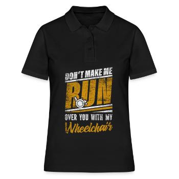 Rollstuhl - Frauen Polo Shirt - Schwarz - Vorne - Ailine (174cm)