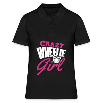Rollstuhl Mädchen - Frauen Polo Shirt - Schwarz - Vorne - Ailine (174cm)