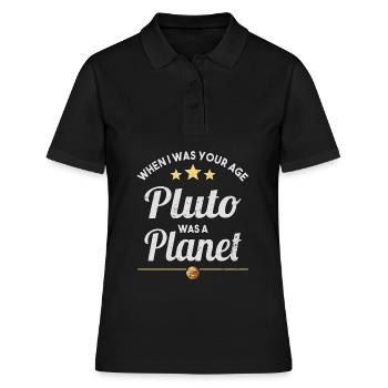 Pluton était une planète Pluton Vintage Planet Pluton - Polo Femme - noir - Devant - Ailine (174cm)
