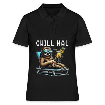 Chillen Faultier - chill mal - Frauen Polo Shirt - Schwarz - Vorne - Ailine (174cm)