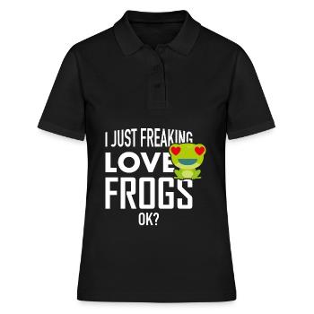 Grenouille J’aime les grenouilles - Polo Femme - noir - Devant - Ailine (174cm)