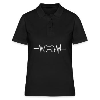 Gaming Gamepad Herzschlag Gamer - Frauen Polo Shirt - Schwarz - Vorne - Ailine (174cm)