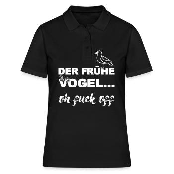 Der frühe Vogel, weiß - Frauen Polo Shirt - Schwarz - Vorne - Ailine (174cm)