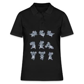 Cadeau de yoga yoga méditation koala namaste - Polo Femme - noir - Devant - Ailine (174cm)