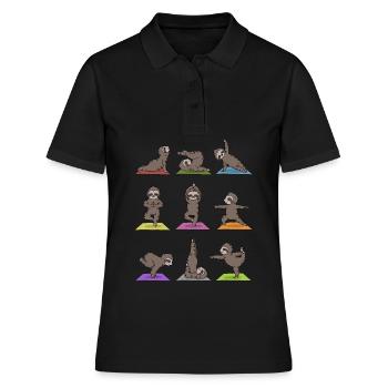 Cadeau de méditation yoga paresseux Yogi Namaste - Polo Femme - noir - Devant - Ailine (174cm)