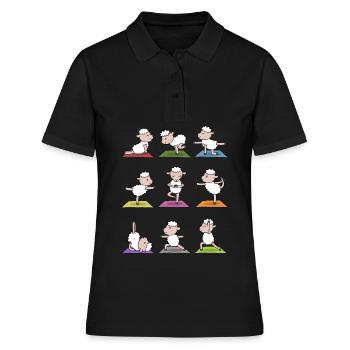 Cadeau de méditation de yoga mouton Yogi Namaste - Polo Femme - noir - Devant - Ailine (174cm)