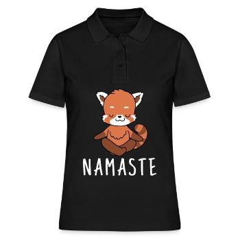 Yogi Namaste cadeau méditation yoga panda rouge - Polo Femme - noir - Devant - Ailine (174cm)