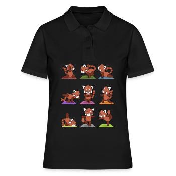 Yogi Namaste cadeau méditation yoga panda rouge - Polo Femme - noir - Devant - Ailine (174cm)