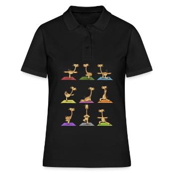 Yogi namaste cadeau yoga méditation girafe - Polo Femme - noir - Devant - Ailine (174cm)