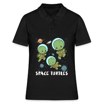 Cadeau de voyage spatial astronautes tortues de l'espace - Polo Femme - noir - Devant - Ailine (174cm)