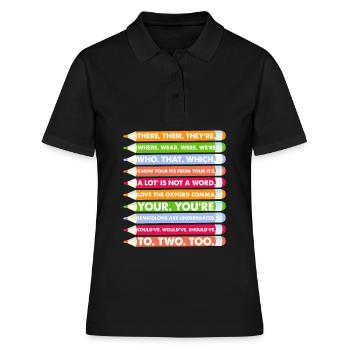 Spelling Grammar There Their Were We're - Women's Polo Shirt - black - Front - Ailine (174cm)