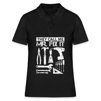 Ils m’appellent Mr. Fix It Drôle artisan père - Polo Femme - noir - Devant - Ailine (174cm)