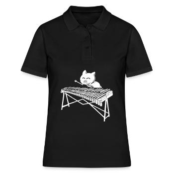 Niedliche Katze spielt Perkussion Musik Xylophon - Frauen Polo Shirt - Schwarz - Vorne - Ailine (174cm)