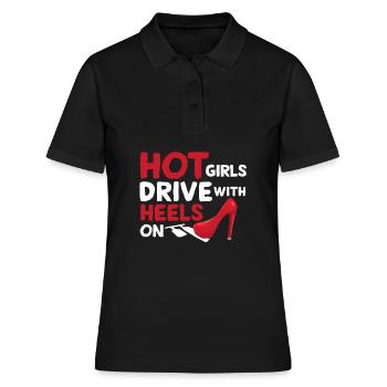 Heiße Mädchen fahren mit Absätzen - Mädchen Tuner - Frauen Polo Shirt - Schwarz - Vorne - Ailine (174cm)