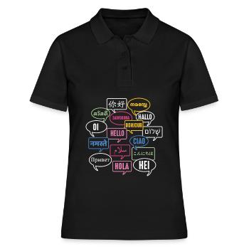 Multilingual Polyglot Globetrotter Language - Women's Polo Shirt - black - Front - Ailine (174cm)
