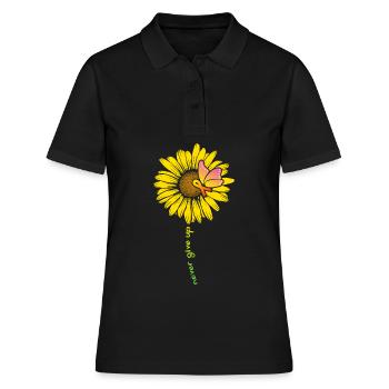 Tournesol et papillon sclérose en plaques - Polo Femme - noir - Devant - Ailine (174cm)