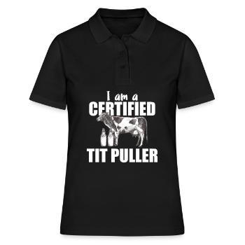 Certified Tit Puller - Kuh Bauer Milch - Frauen Polo Shirt - Schwarz - Vorne - Ailine (174cm)