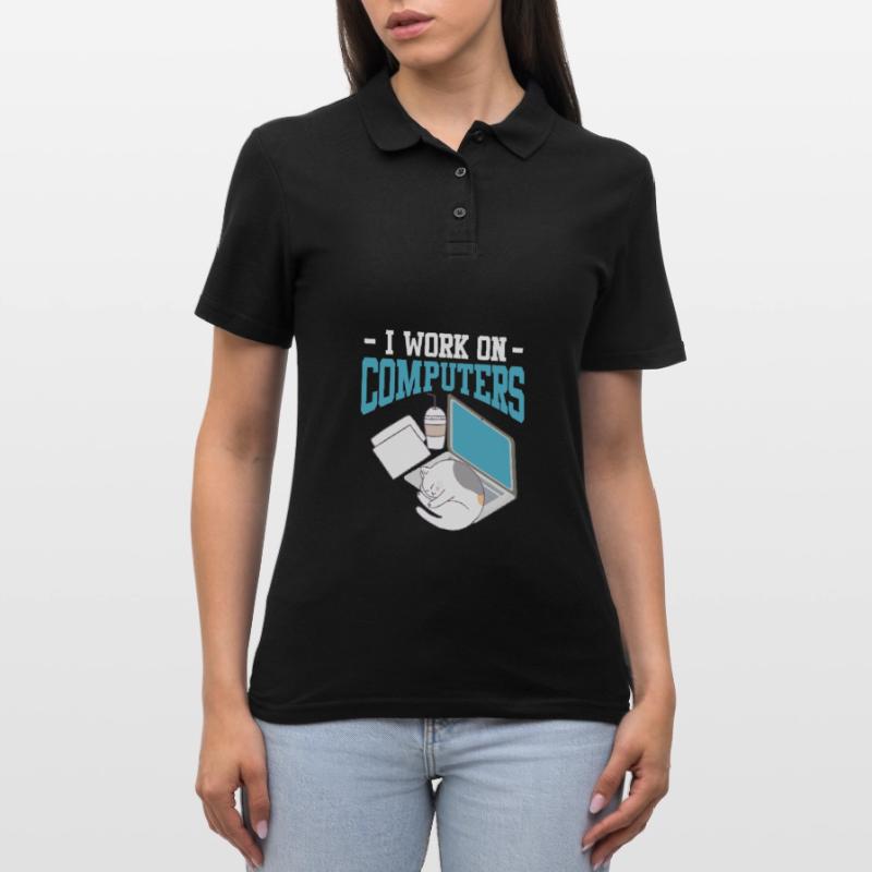 Computer science cat gambler nerd programmer Women's Polo Shirt