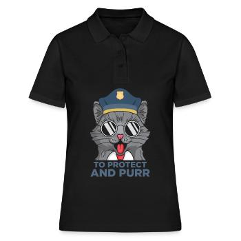 Drôle flic chat détective police - Polo Femme - noir - Devant - Ailine (174cm)