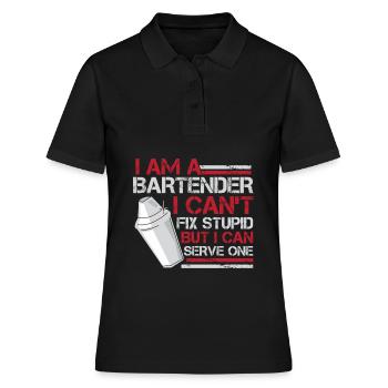Mélangeur serveur barman serveur hilarant - Polo Femme - noir - Devant - Ailine (174cm)